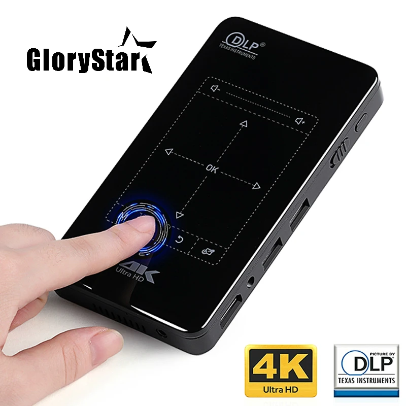 Мини проектор P09 P9 D7 (память 2 ГБ + 16 Гб опционально) встроенный Android WIFI аккумулятор