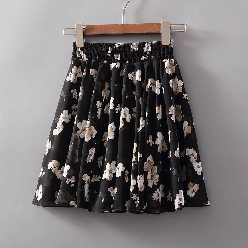 

Small floral skirt women's 2021 summer new A-line skirt high waist Korean Chiffon short skirt big swing umbrella skirt