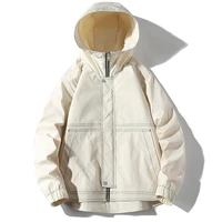 korean version of the solid color hooded jacket mens 2021 spring and autumn new ins trend men bomber jacket streetwear