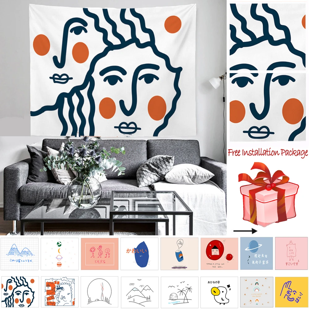 

Modern Line Draw Tapestry Wall Hanging Decor Super Soft Wall Tapestry Decoration Living Room Bedroom Wall Cloth Tapestries