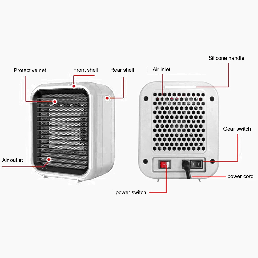 

Electric Space Heater Portable Ceramic Heater for Home Office, Adjustable Thermostat, Over-heat and Tilt Protection