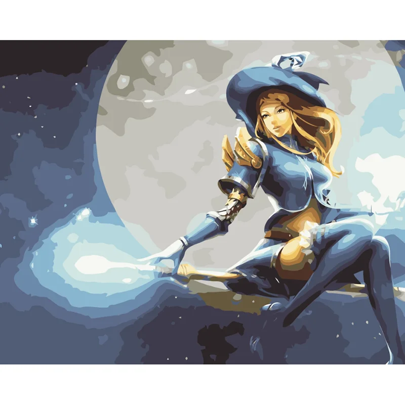 

DIY digital painting acrylic moon goddess digital hand-painted oil painting home decoration mural art