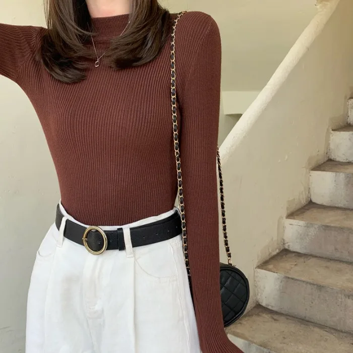 Новинка весна-осень 2021 в Корейском стиле однотонная облегающая Облегающая