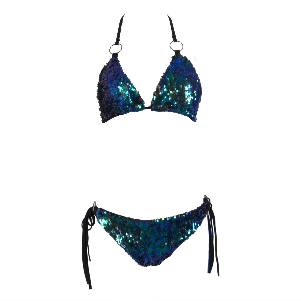 Сексуальный женский бразильский бандажный купальник-бикини с блестками розовый