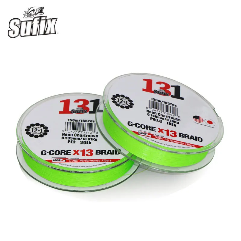 Рыболовная Леска Sufix BRAIDED131G GORE 150 м PE 13 нитей 14 100LB плетеная леска 2019|Рыболовные