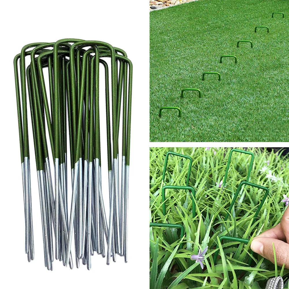 

Turf Pin Insert Artificial Grass Lawn With Bevelled End Universal Half Green U Shaped Strong Garden Pegs Outdoor Heavy Duty