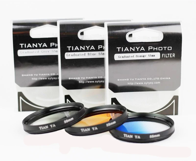 

3pcs 40.5 49 52 55 58 62 67 72 77 82 mm Gradual Color graduated Grey Orange Blue kit lens Filter for canon nikon sony camera