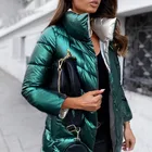 Легкая Светоотражающая куртка, женское стеганое повседневное короткое хлопковое толстое пальто Паркера большого размера, женская одежда на зиму 2021