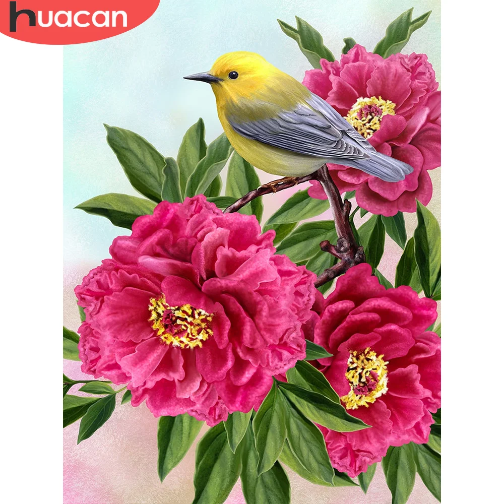 

HUACAN 5D Diamond Mosaic Flower Bird Diamond Painting Full Square/Round Drill Embroidery Decoration For Home