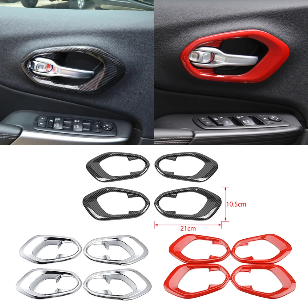 

Красная декоративная крышка для внутренней дверной ручки из АБС-пластика для Jeep Cherokee 2014 + автомобильные аксессуары