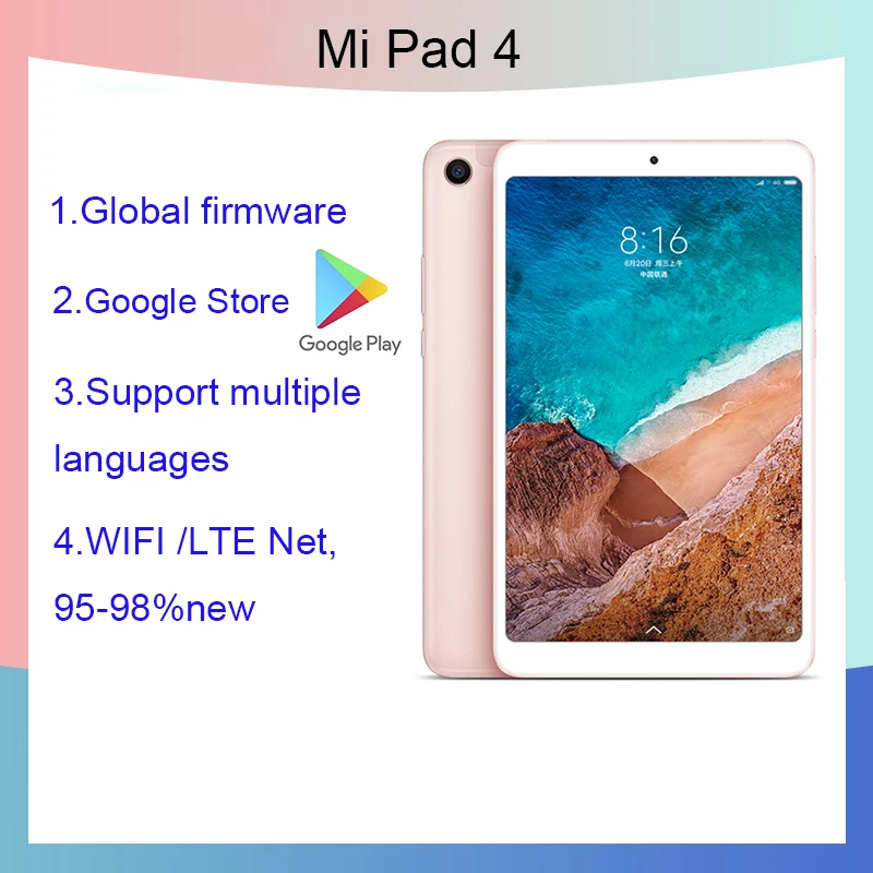 Original Xiaomi Mi Pad 4 32GB/64GB Tablets 4 Snapdragon 660 AIE CPU Tablet 8.0'' 16:10 Screen 13MP Bluetooth 5.0  tablet hd