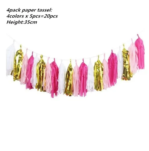 20pcs pink tassel 12 месяцы фоторамка баннер Baby 1st декорации с днем рождения Baby Shower 1st для маленьких мальчиков девочек мой первый год вечерние поставки - Цвет: 20pcs pink tassel