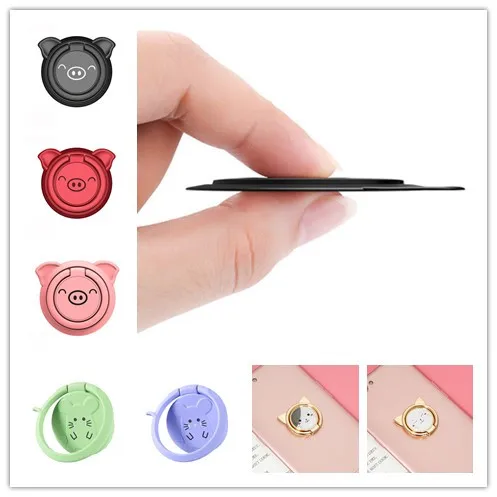 

Finger Ring Holder Cute Cat/Pig/Mouse Animal 360 Hand Spin Grip Desk Stand Bracket For Mobile Phones Tablet Universal Support