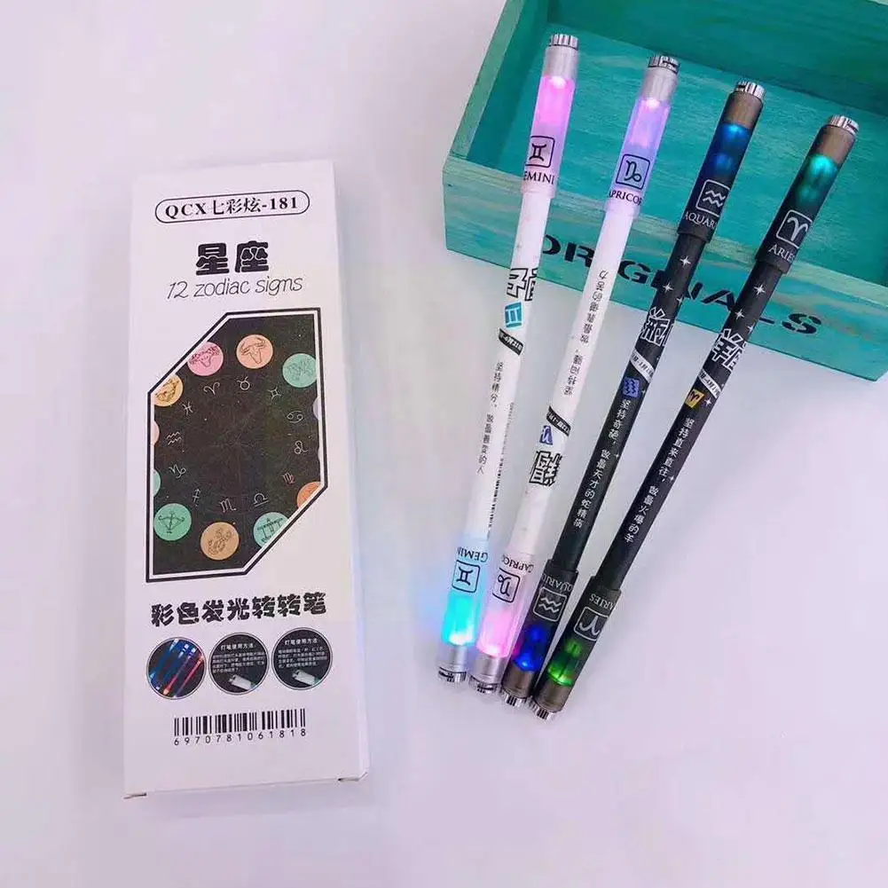 

12 Constellation Luminous Pen High Quality Led Flash 1pc Students Office Kids Supply Gift Pen Gel Fashion Pen Flash A4D5