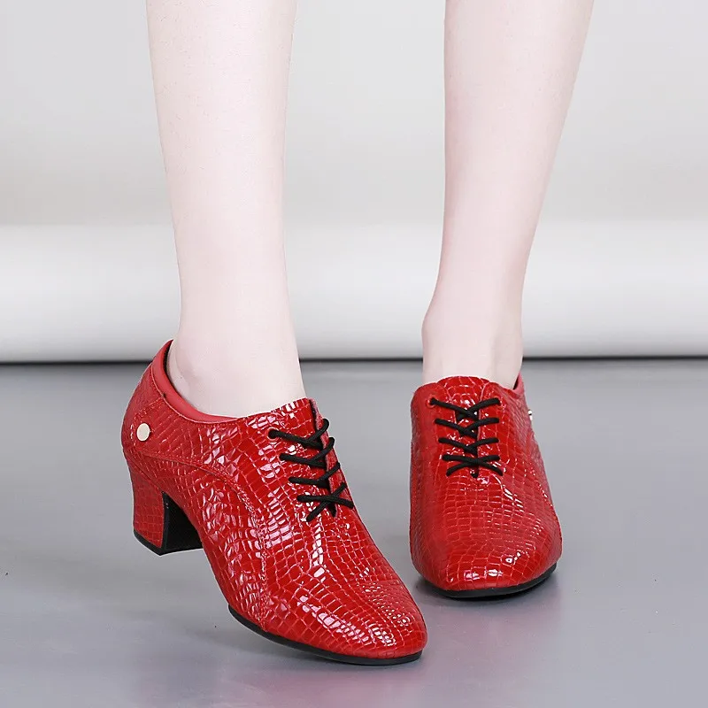 Женские туфли из натуральной кожи для латинских танцев Обувь на массивном