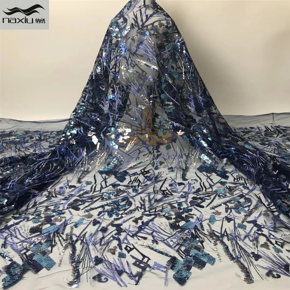 

Madison NavyBlue нигерийские кружевные ткани с блестками 2021 Вышивка Тюль кружевная ткань высокого качества Свадебная кружевная ткань с блестками