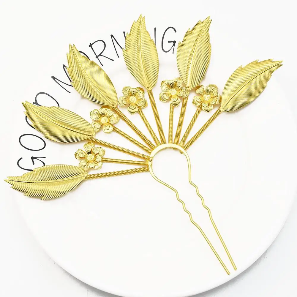 2020 новые модные золотые палочки для волос в этническом стиле листья с цветами