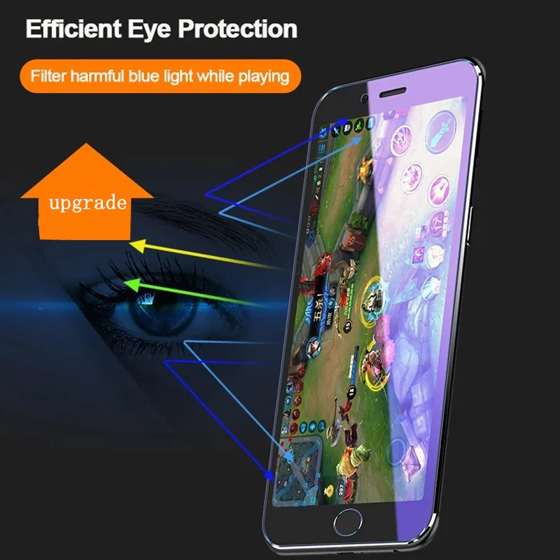 Anti Blue Ray Light Screen Protector For iPhone 11 12 Pro Max 12Mini SE2 XS XR X 7 8 6 S + Glass Screenprotector Film Protection | Мобильные