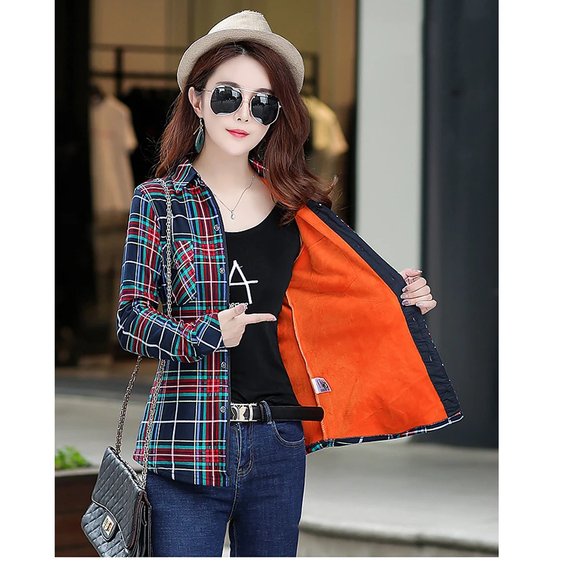 2018 зимняя фланелевая женская рубашка большого размера 4XL с длинными рукавами и