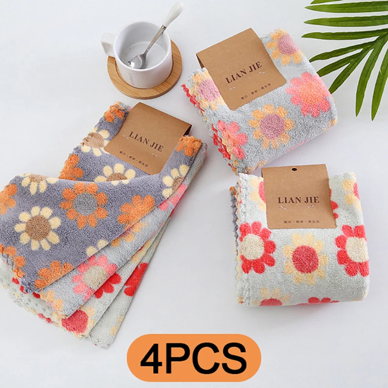 

Kitchen Towels Wipes Cleaning Dish Towel Rags Soft Super Absorbent Dishcloth Coral Fleece Household Scouring Pad Cleaning Cloth