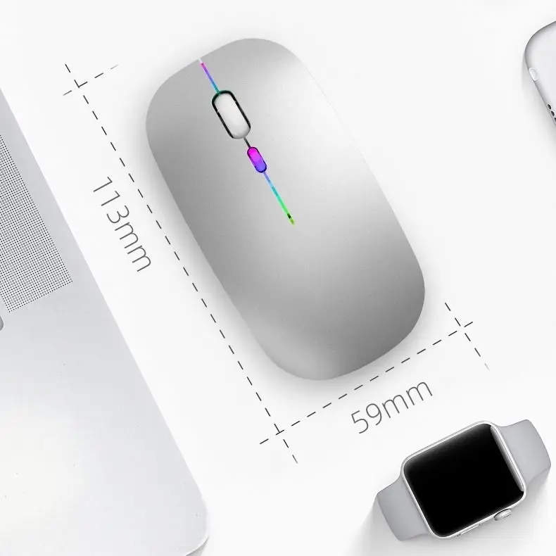 Wirless Rechargeable Bluetooth5.1 Mouse for Mac Laptop Wireless Bluetooth Colorful LED MacBook Pro Air Windows Android | Компьютеры и