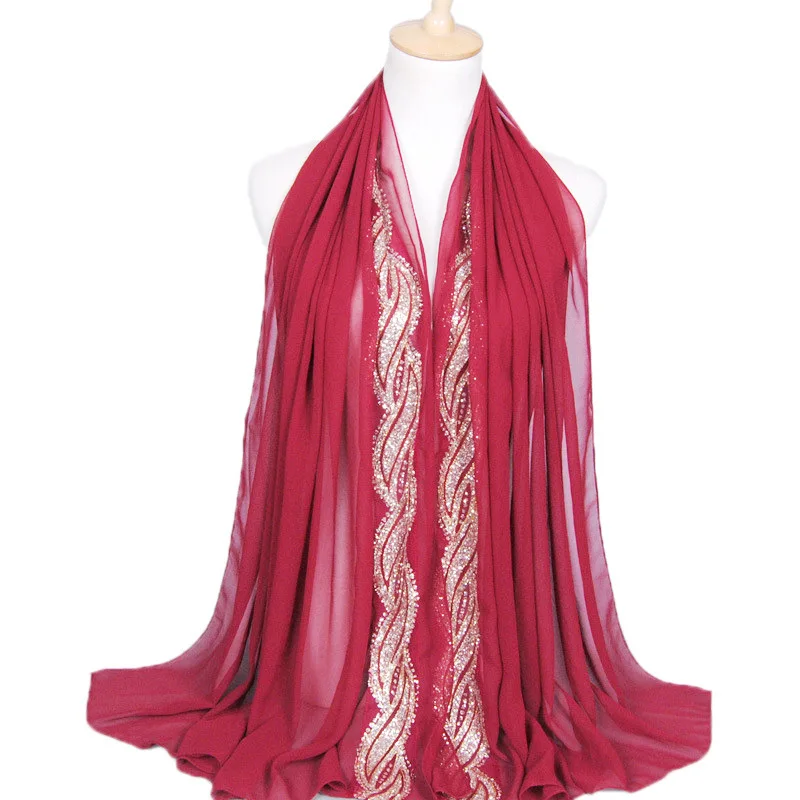 

Drills Very Monochromatic Hui Hot Lady Scarf Bs368 Female National High Quality Chiffon And Gold Scarf