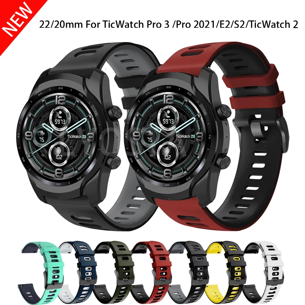 

2021 Silicone Strap For TicWatch Pro 3/3 GPS LTE Smart Watch Band 22MM Bracelet Wrist Straps For TicWatch Pro 2020 S2 E2 Correa