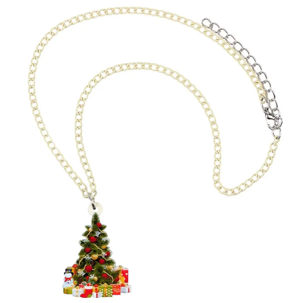 Bonsny Акриловая Рождественская елка Снеговик Подарочная коробка ожерелье чокер