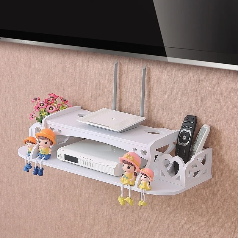 wireless Europe router living room wall hanging decoration WIFI storage rack shelf box hanger stacks TV set-top socket cover | Дом и сад