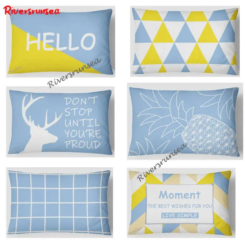 30x50 см синяя Геометрическая Подушка голова оленя ананас узор в скандинавском