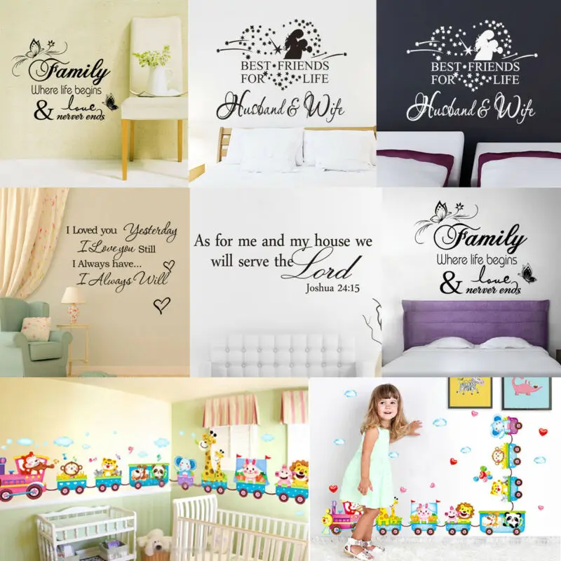 Элегантная буква Семья где жизнь начинается теплый стены Стикеры s Спальня