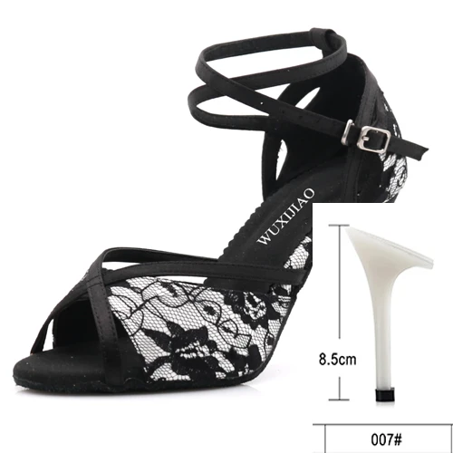 heel 8.5cm WUXIJIAO/Женская обувь; джазовые кроссовки; туфли для танцев на высоком каблуке со стразами; туфли для латинских танцев - Цвет: heel 8.5cm