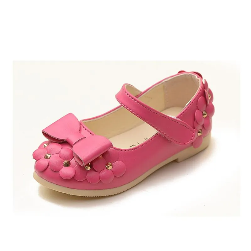 Кожаная обувь для девочек Праздничная с цветами маленьких принцесс детская на
