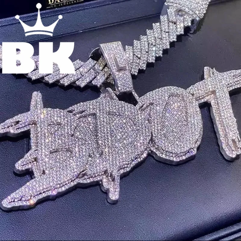 Ожерелье с именем на заказ в стиле хип-хоп 3 ряда просверленных букв со