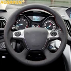 Натуральная кожа чехол рулевого колеса автомобиля автомобильные аксессуары для Ford C-MAX Focus 3 kuga 2012 2013 2014 2015