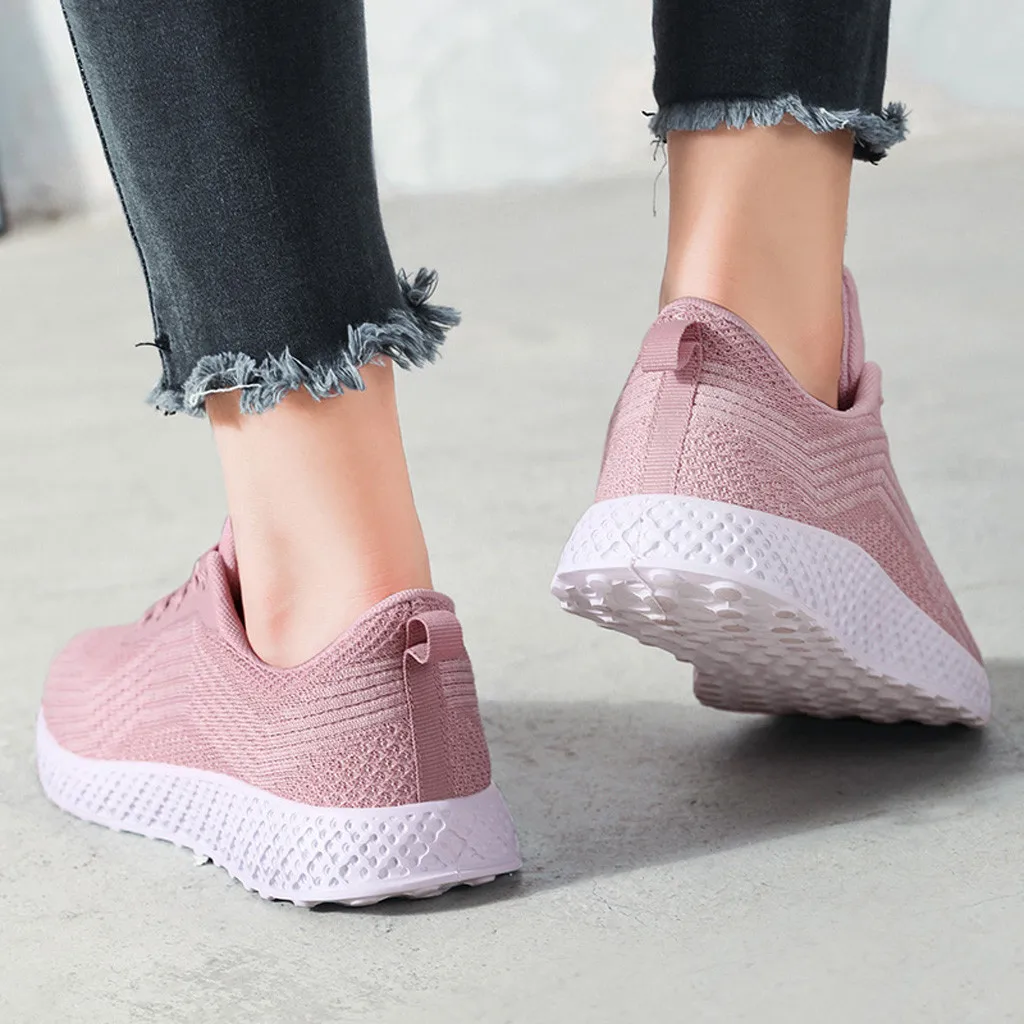Сетчатая женская обувь Однотонная Мягкая дышащая для бега в стиле ретро
