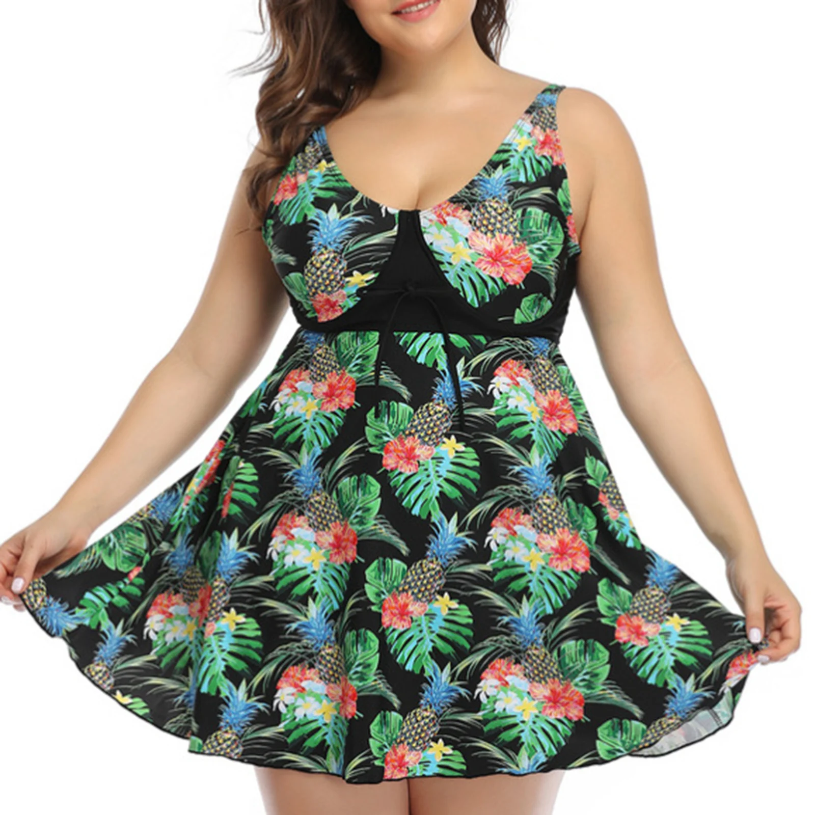 

Women Plus Size Swimsuit Printing Skirt Bathing Suits Fashionable Comfortable Swimwear for Summer Swimming Beach J55