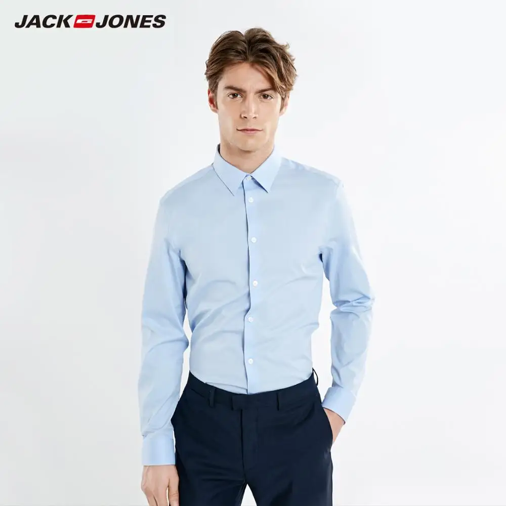 JackJones мужская деловая приталенная Однотонная рубашка с длинными рукавами