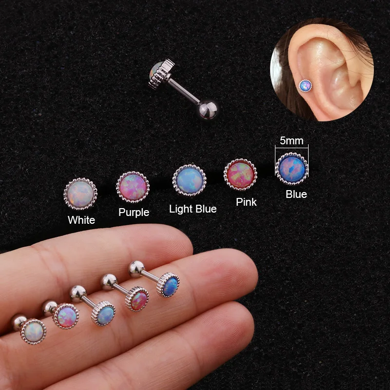 Ушной пирсинг 16 г штанга нержавеющая сталь с 5 мм круглой опаловой хрящевая