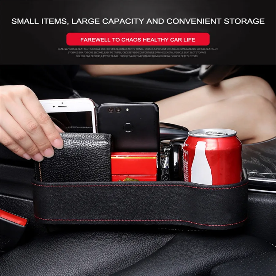 Car Seat Gap Slit Pocket Catcher Organizer Luxury PU Leather Storage Box Phone Bottle Cups Holder Auto Stowing | Дом и сад
