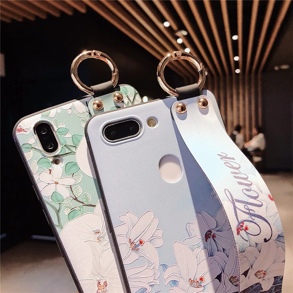Wrist Strap for IPhone X XR XS MAX Phone Case Lily Orchid Wristband Flower Iphone 11proMAX 7 8 6S Plus Soft Cover |