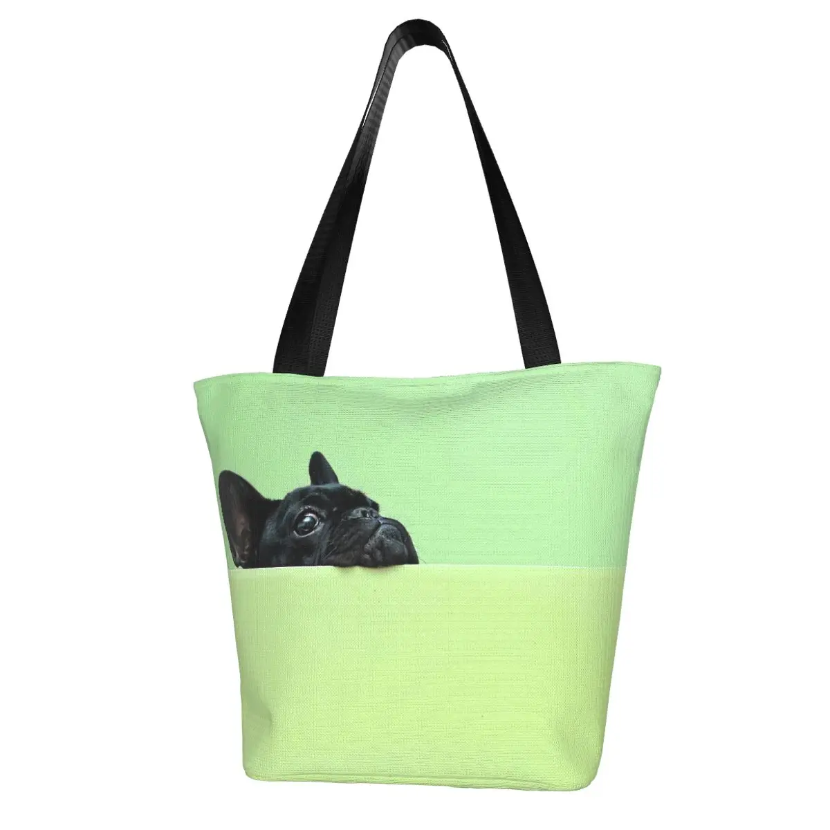 French Bulldog Puppy Polyester outdoor girl handbag, woman shopping bag, shoulder bag, canvas bag, gift bag
