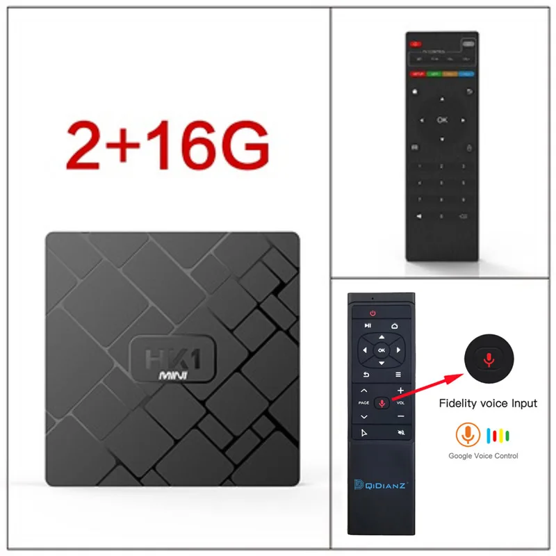With voice control DQiDianZ Android 9,0 Смарт ТВ приставка RK3229 2G DDR3 16G EMMC rom телеприставка 4K 3D H.265 Wifi медиаплеер ТВ приемник HK1MINI - Цвет: With voice control