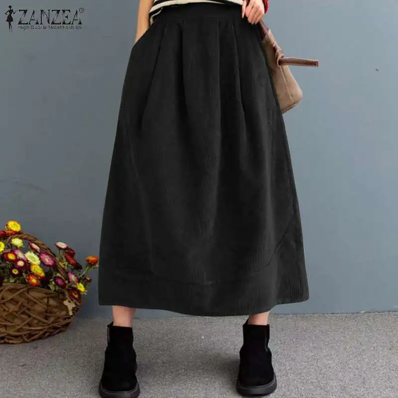Женский Осенний сарафан ZANZEA 2023 кафтан вельветовые юбки с эластичной талией