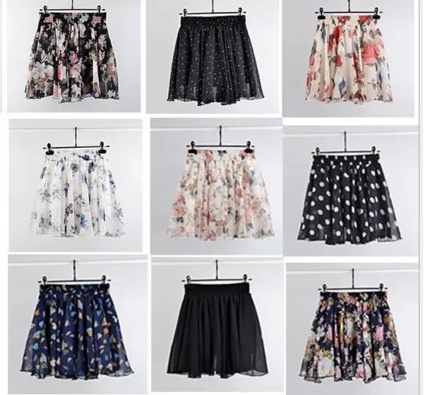 

2020 Summer Skirt Fashion Retro Beach Printed Chiffon Skirt Bohemia Skirt