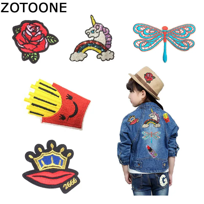 Цветок нашивка единорога железа на патчи для одежды в полоску знак пришиван