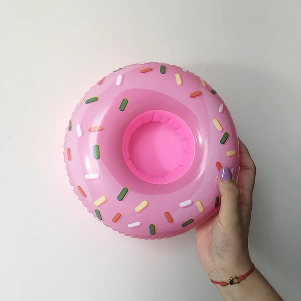 NEW pink donut 24 стиля мини надувной фрукт киви форма бассейн напиток держатель для бутылочек плавательная игрушка подставки для бутылка с жидким напитком - Цвет: NEW pink donut