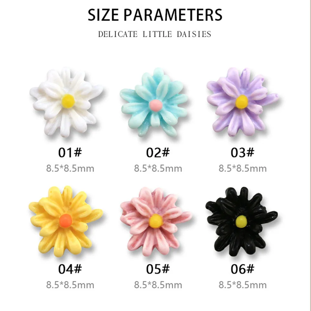 

Three-dimensional Small Daisy Flower Manicure Nails Accessories Nail Art Decorations Mixed Candy Color Resin Daisy Nail Jewelry