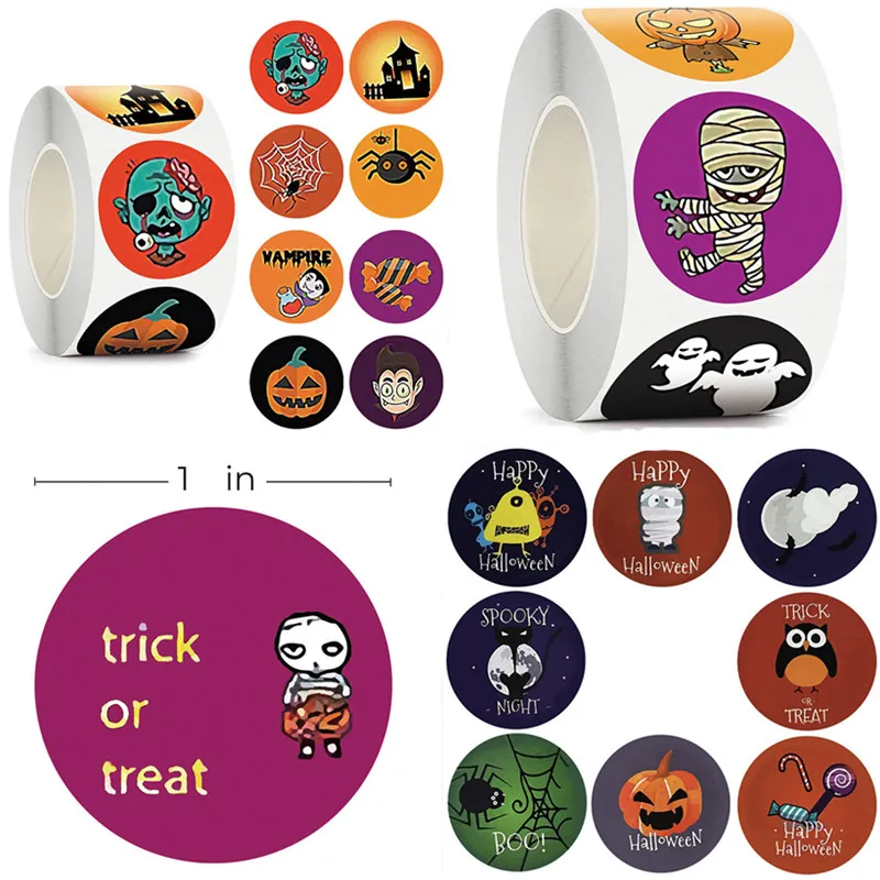 25 мм счастливый Хэллоуин Тыква наклейки в форме паука детские игрушки конфетная