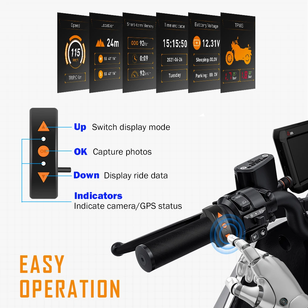 Двойная камера передний и задний мотоциклетный видеорегистратор F9D с TPMS SONY Starvis 4 0